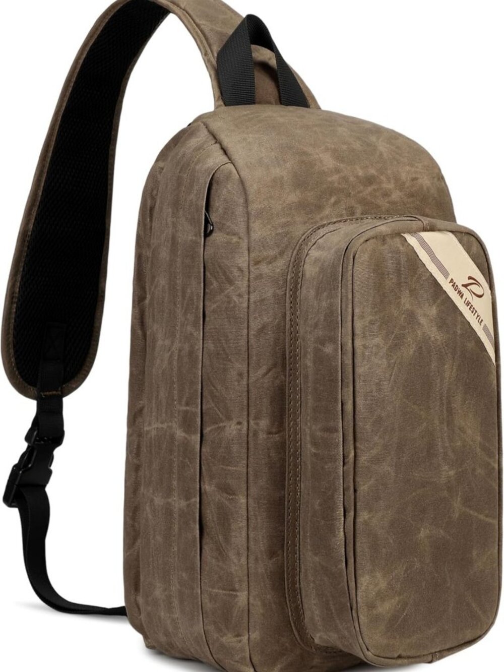Compact Dark Brown Crossbody Camera Bag - Lightweight Waxed Canvas Sling for